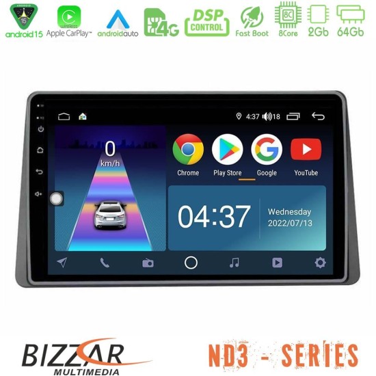 Bizzar ND3 Series 8Core Android15 2+64GB  Renault Arkana 2019-> Navigation Multimedia Tablet 10"