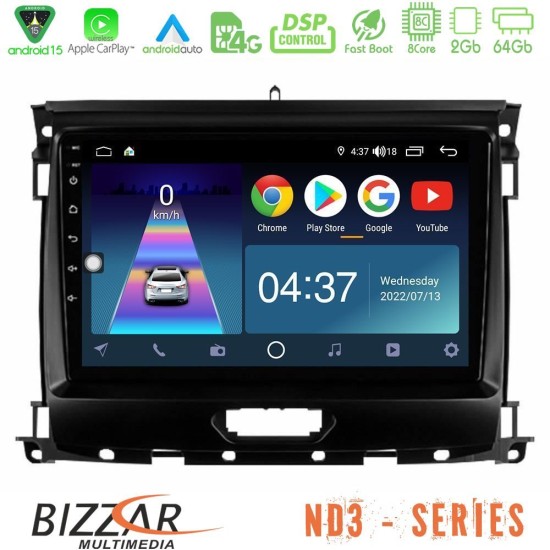 Bizzar ND3 Series 8Core Android15 2+64GB  Ford Ranger 2017-2022 Navigation Multimedia Tablet 9"