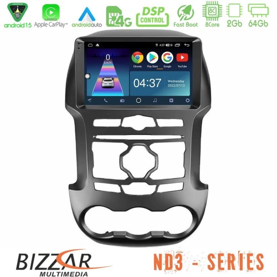 Bizzar ND3 Series 8Core Android15 2+64GB  Ford Ranger 2012-2016 Navigation Multimedia Tablet 9"