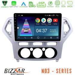 Bizzar ND3 Series 8Core Android15 2+64GB  Ford Mondeo 2007-2010 Manual A/C Navigation Multimedia Tablet 10"