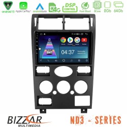 Bizzar ND3 Series 8Core Android15 2+64GB  Ford Mondeo 2001-2004 Navigation Multimedia Tablet 9"