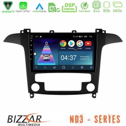 Bizzar ND3 Series 8Core Android15 2+64GB  Ford S-Max 2006-2012 Navigation Multimedia Tablet 9"