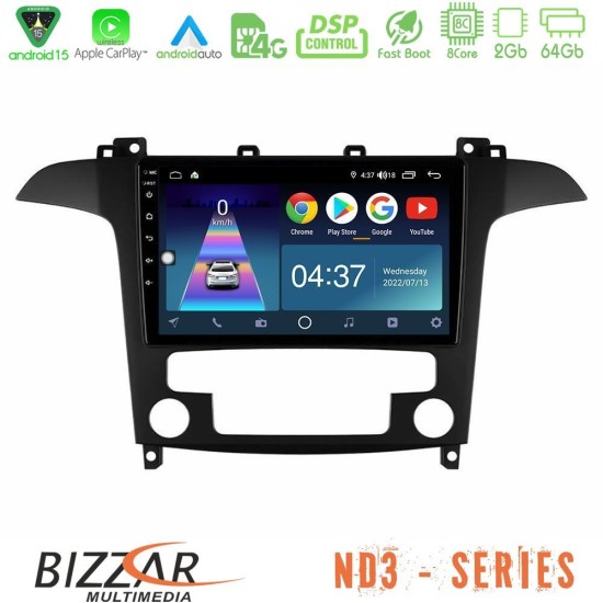 Bizzar ND3 Series 8Core Android15 2+64GB  Ford S-Max 2006-2012 Navigation Multimedia Tablet 9"