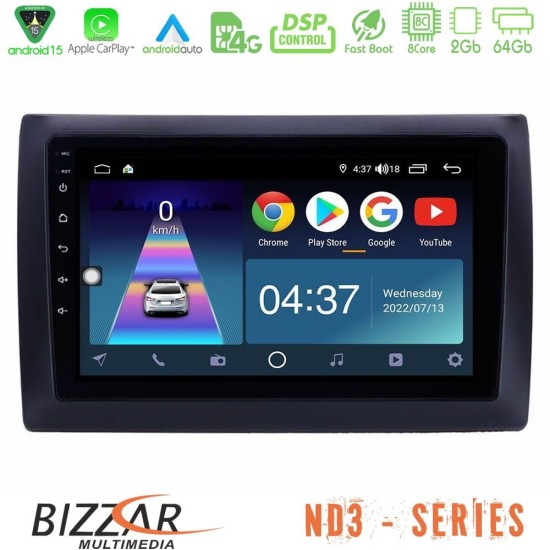 Bizzar ND3 Series 8Core Android15 2+64GB Fiat Stilo Navigation Multimedia Tablet 9" Bizzar ND3 Series 8Core Android15 2+64GB Fiat Stilo Navigation Multimedia Tablet 9"