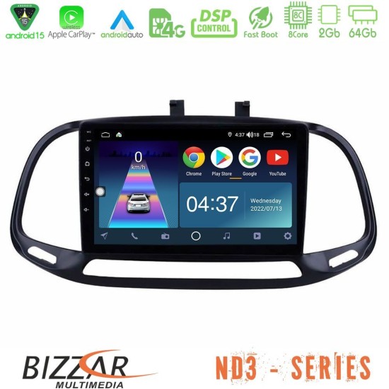 Bizzar ND3 Series 8Core Android15 2+64GB Fiat Doblo 2015-2022 Navigation Multimedia Tablet 9" Bizzar ND3 Series 8Core Android15 2+64GB Fiat Doblo 2015-2022 Navigation Multimedia Tablet 9"