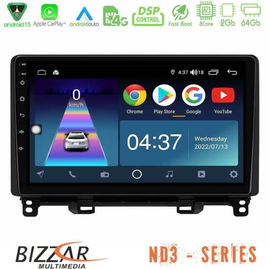 Bizzar ND3 Series 8Core Android15 2+64GB Honda Jazz 2021-2025 Navigation Multimedia Tablet 9" Bizzar ND3 Series 8Core Android15 2+64GB Honda Jazz 2021-2025 Navigation Multimedia Tablet 9"
