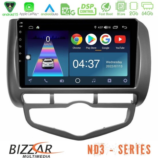 Bizzar ND3 Series 8Core Android15 2+64GB  Honda Jazz 2002-2008 (Auto A/C) Navigation Multimedia Tablet 9"