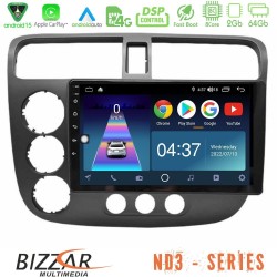 Bizzar ND3 Series 8Core Android15 2+64GB  Honda Civic 2001-2005 Navigation Multimedia Tablet 9"