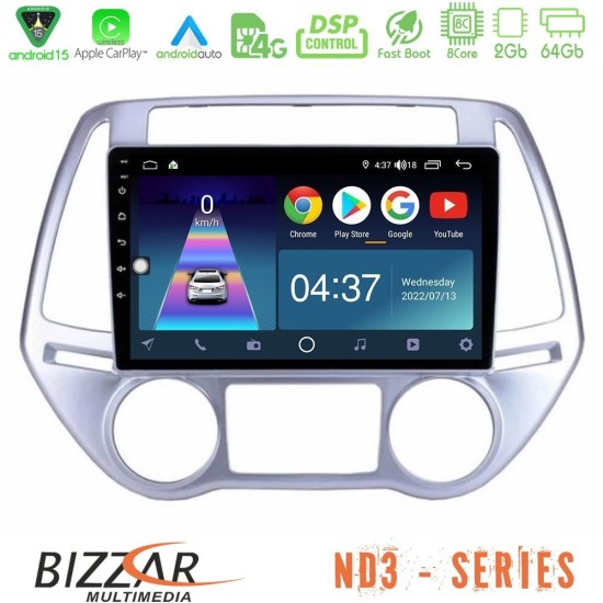 Bizzar ND3 Series 8Core Android15 2+64GB  Hyundai i20 2012-2014 Navigation Multimedia Tablet 9"