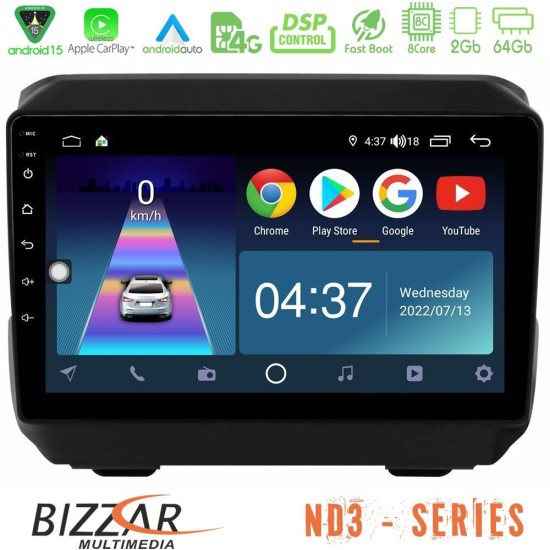 Bizzar ND3 Series 8Core Android15 2+64GB  Jeep Wrangler 2018-> Navigation Multimedia Tablet 9"