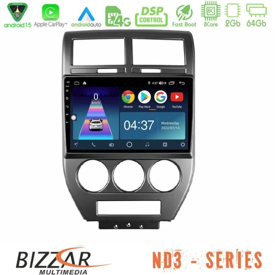 Bizzar ND3 Series 8Core Android15 2+64GB  Jeep Compass/Patriot 2007-2008 Navigation Multimedia Tablet 10"