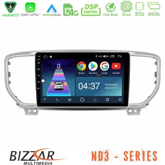 Bizzar ND3 Series 8Core Android15 2+64GB  Kia Sportage 2018-2021 Navigation Multimedia Tablet 9"