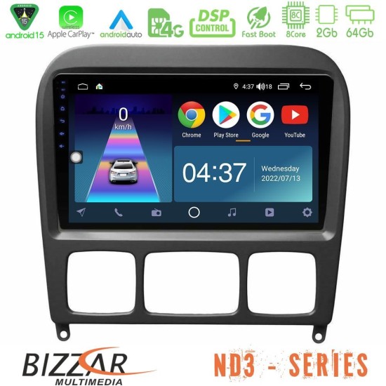 Bizzar ND3 Series 8Core Android15 2+64GB Mercedes S Class 1999-2004 (W220) Navigation Multimedia Tablet 9" Bizzar ND3 Series 8Core Android15 2+64GB Mercedes S Class 1999-2004 (W220) Navigation Multimedia Tablet 9"