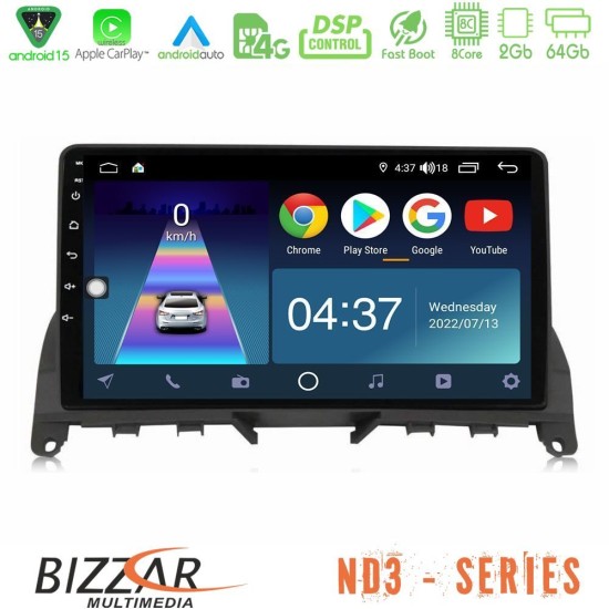 Bizzar ND3 Series 8Core Android15 2+64GB  Mercedes C Class W204 Navigation Multimedia Tablet 9"
