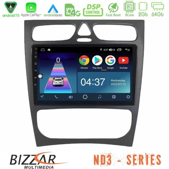 Bizzar ND3 Series 8Core Android15 2+64GB  Mercedes C Class (W203) Navigation Multimedia Tablet 9"