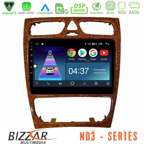 Bizzar ND3 Series 8Core Android15 2+64GB Mercedes C Class (W203) Navigation Multimedia Tablet 9" (Wooden Style) Bizzar ND3 Series 8Core Android15 2+64GB Mercedes C Class (W203) Navigation Multimedia Tablet 9" (Wooden Style)