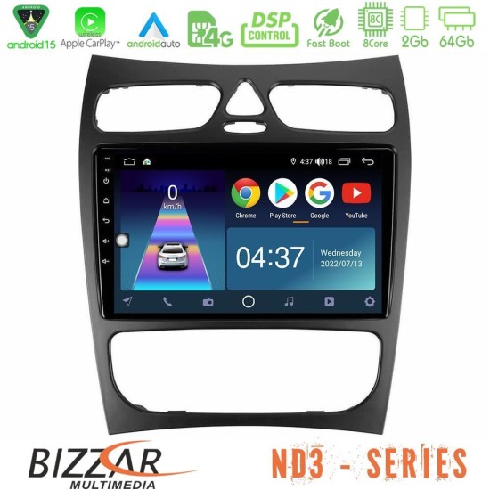 Bizzar ND3 Series 8Core Android15 2+64GB  Mercedes CLK Class W209 2000-2004 Navigation Multimedia Tablet 9"