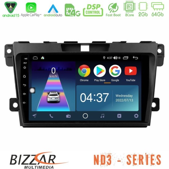 Bizzar ND3 Series 8Core Android15 2+64GB  Mazda CX-7 2007-2011 Navigation Multimedia Tablet 9"