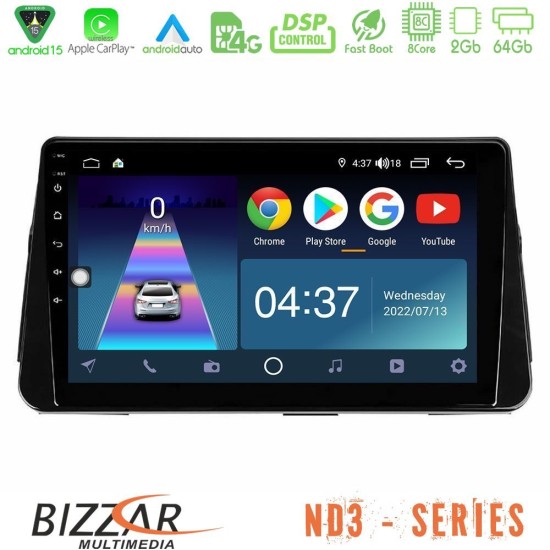 Bizzar ND3 Series 8Core Android15 2+64GB  Nissan Micra K14 Navigation Multimedia Tablet 9"