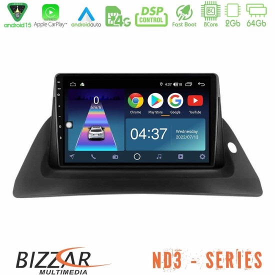 Bizzar ND3 Series 8Core Android15 2+64GB  Renault Kangoo 2014-2018 Navigation Multimedia Tablet 9"