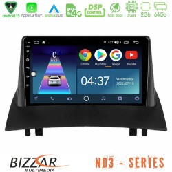 Bizzar ND3 Series 8Core Android15 2+64GB  Renault Megane 2 2002-2008 Navigation Multimedia Tablet 9"
