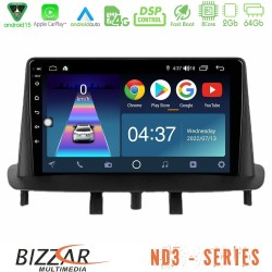 Bizzar ND3 Series 8Core Android15 2+64GB  Renault Megane 3 2009-2013 Navigation Multimedia Tablet 9"