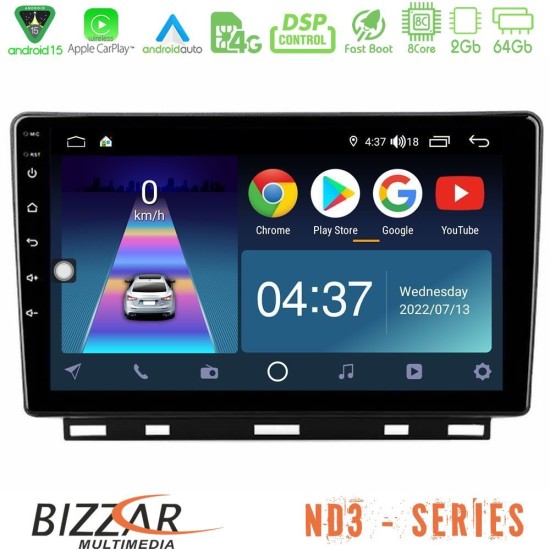 Bizzar ND3 Series 8Core Android15 2+64GB  Renault Clio 5 2020-2024 Navigation Multimedia Tablet 9"