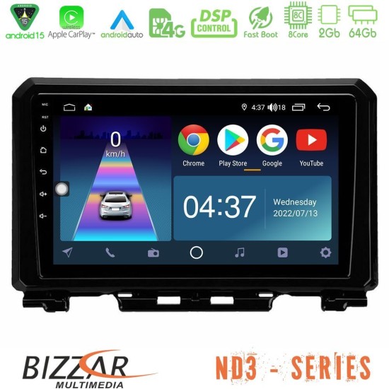 Bizzar ND3 Series 8Core Android15 2+64GB  Suzuki Jimny 2018-2022 Navigation Multimedia Tablet 9"
