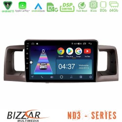 Bizzar ND3 Series 8Core Android15 2+64GB  Toyota Corolla 2002-2006 Navigation Multimedia Tablet 9"
