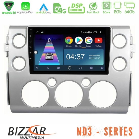 Bizzar ND3 Series 8Core Android15 2+64GB Toyota FJ 2007-2014 Navigation Multimedia Tablet 9"