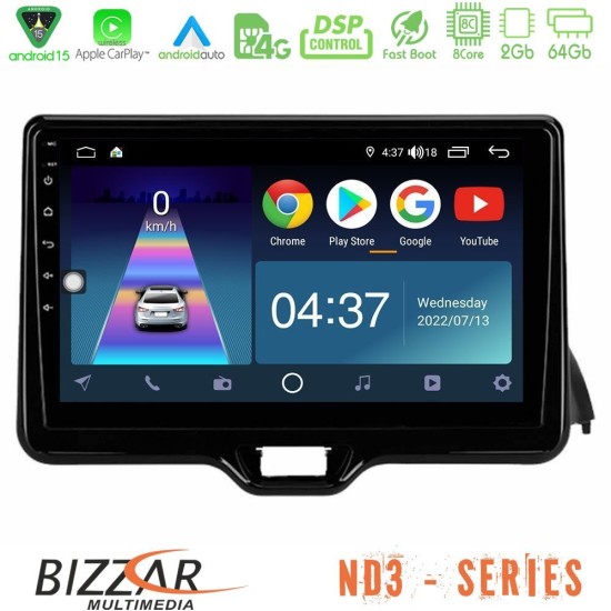 Bizzar ND3 Series 8Core Android15 2+64GB  Toyota Yaris 2020-> Navigation Multimedia Tablet 9"