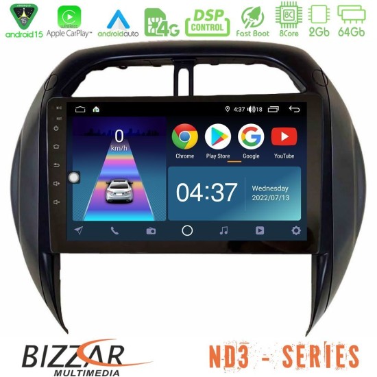 Bizzar ND3 Series 8Core Android15 2+64GB  Toyota RAV4 2001-2005 (Auto A/C) Navigation Multimedia Tablet 9"