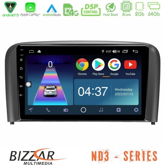 Bizzar ND3 Series 8Core Android15 2+64GB  Volvo S80 1998-2006 Navigation Multimedia Tablet 9"
