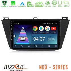 Bizzar ND3 Series 8Core Android15 2+64GB  Vw Tiguan 2016-2022 Navigation Multimedia Tablet 10"