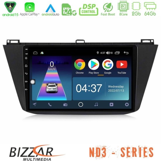 Bizzar ND3 Series 8Core Android15 2+64GB  Vw Tiguan 2016-2022 Navigation Multimedia Tablet 10"