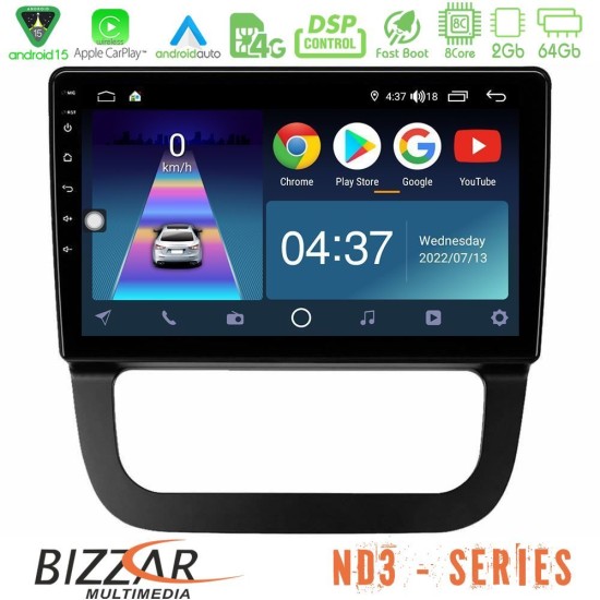 Bizzar ND3 Series 8Core Android15 2+64GB  VW Jetta Navigation Multimedia Tablet 10"