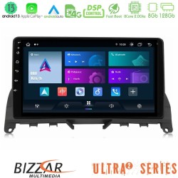 Bizzar Ultra Series Mercedes C-Class W204 2008-2011 8core Android13 8+128GB Navigation Multimedia Tablet 9"
