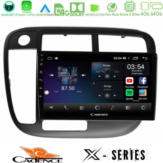 Cadence X Series Honda Civic 1995-2001 8core Android 14 4+64GB Navigation Multimedia Tablet 9"
