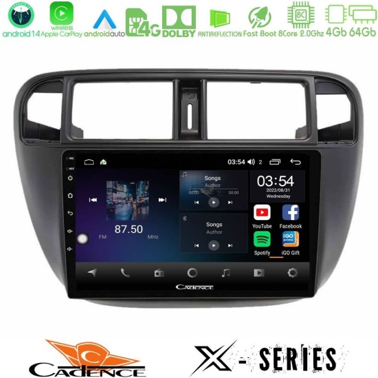Cadence X Series Honda Civic 1995-2001 8core Android 14 4+64GB Navigation Multimedia Tablet 9"