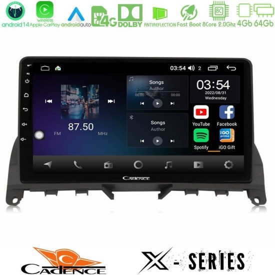 Cadence X Series Mercedes C-Class W204 2008-2011 8core Android 14 4+64GB Navigation Multimedia Tablet 9"
