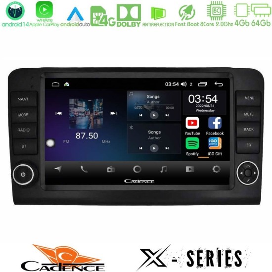 Cadence X Series Mercedes ML/GL Class W164 2006-2011 8core Android 14 4+64GB Navigation Multimedia Tablet 9" (OEM Look)
