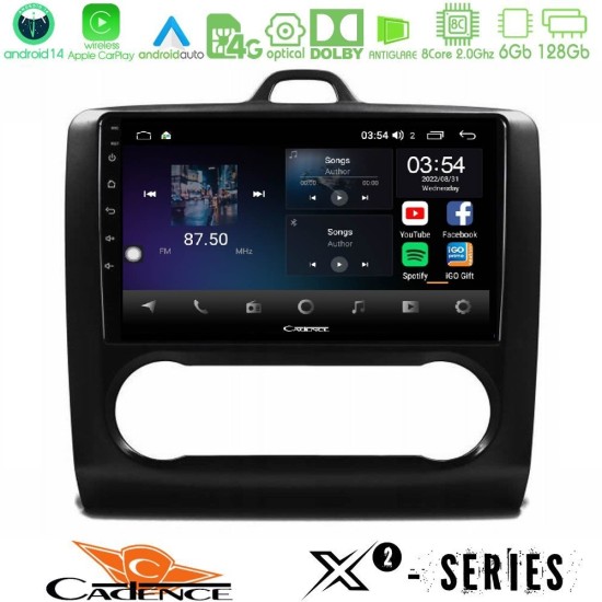 Cadence X2 Series 8Core Android14 6+128GB Ford Focus Auto AC Navigation Multimedia Tablet 9"