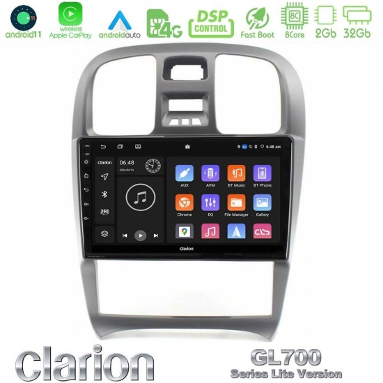 Clarion GL700 Lite Series 8Core Android11 2+32GB Hyundai Sonata 2001-2005 Navigation Multimedia Tablet 9" Με Carplay & Android Auto Clarion GL700 Lite Series 8Core Android11 2+32GB Hyundai Sonata 2001-2005 Navigation Multimedia Tablet 9" Με Carplay & Android Auto