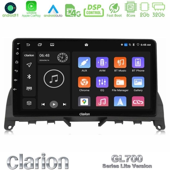 Clarion GL700 Lite Series 8Core Android11 2+32GB Mercedes C-Class W204 2008-2011 Navigation Multimedia Tablet 9" Με Carplay & Android Auto Clarion GL700 Lite Series 8Core Android11 2+32GB Mercedes C-Class W204 2008-2011 Navigation Multimedia Tablet 9" Με Carplay & Android Auto