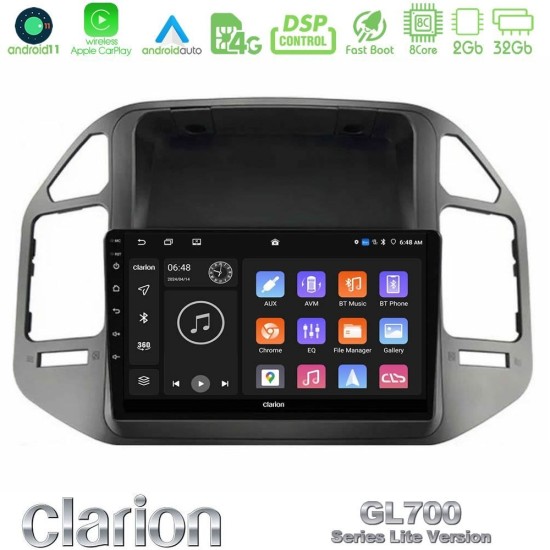 Clarion GL700 Lite Series 8Core Android11 2+32GB Mitsubishi Pajero 2002-2006 Navigation Multimedia Tablet 9" Με Carplay & Android Auto Clarion GL700 Lite Series 8Core Android11 2+32GB Mitsubishi Pajero 2002-2006 Navigation Multimedia Tablet 9" Με Carplay & Android Auto