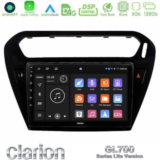 Clarion GL700 Lite Series 8Core Android11 6+128GB Citroen C-Elysee / Peugeot 301 Navigation Multimedia Tablet 9" Με Carplay & Android Auto