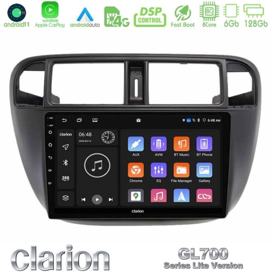 Clarion GL700 Lite Series 8Core Android11 6+128GB Honda Civic 1995-2001 Navigation Multimedia Tablet 9" Με Carplay & Android Auto