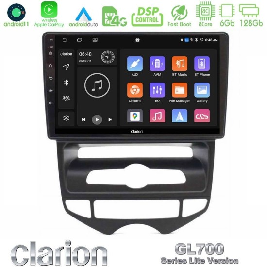 Clarion GL700 Lite Series 8Core Android11 6+128GB Hyundai ix20 2010-2020 (AUTO A/C) Navigation Multimedia Tablet 10" Με Carplay & Android Auto