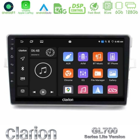 Clarion GL700 Lite Series 8Core Android11 6+128GB Toyota Verso 2009-2018 Navigation Multimedia Tablet 9" Με Carplay & Android Auto