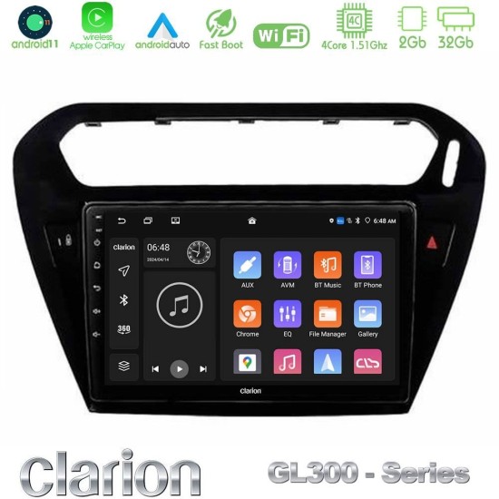 Clarion GL300 Series 4Core Android11 2+32GB Citroen C-Elysee / Peugeot 301 Navigation Multimedia Tablet 9" Με Carplay & Android Auto Clarion GL300 Series 4Core Android11 2+32GB Citroen C-Elysee / Peugeot 301 Navigation Multimedia Tablet 9" Με Carplay & Android Auto